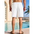 thumbnail image 6 of Men's Cotton Linen Drawstring Elastic Waist Knee Length Shorts Bleached White L, 6 of 10
