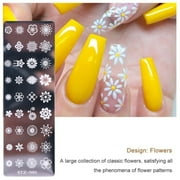 7 Pcs Nail Art Stamping Plates, Jademall Nail Stamping Plates with 2 Silicone Stamp + 2 Scraper, Flower/Snowflake/Geometric Triangle/Butterfly/Rose/Dandelion/Dreamcatcher