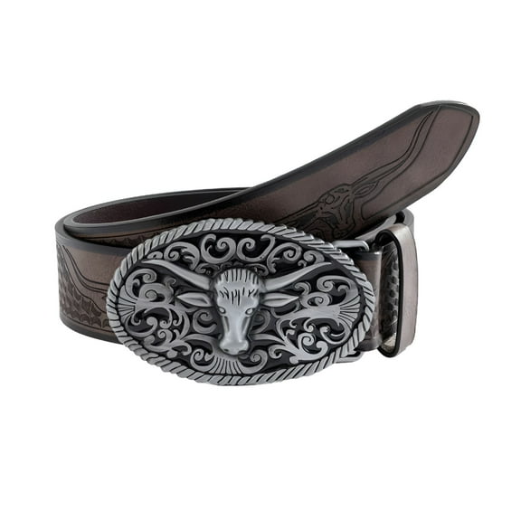 TELOLY Engraved Buckle Belt for Men Vintage Western Pants Belt Vacation Costume Decorative Waist Belt for Teens Boy Accessories Boys Belt
