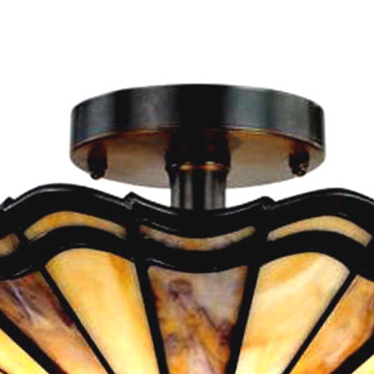 Tiffany Style Mission Semi Flush Mount Ceiling Fixture, Bronze