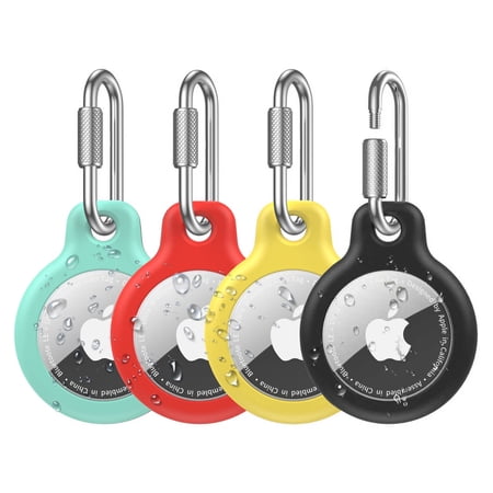 MJSHUN AirTag Holder for Apple - 4 Pack Professional Carabiner Airtag Holder [Waterproof] [Shockproof] TPU AirTag Keychain for Kids Pets Keys Luggage Backpacks Compatible with AirTag Gen 1st&2nd