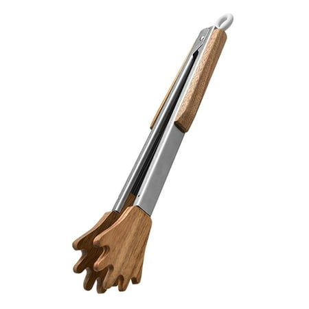 

Tongina Kitchens Tongs Acacia Wooded Food Clamp Cute Beefsteak Turner Multifunctional Steak Clamps Fried Steak Clamp for Kitchen Salad palm