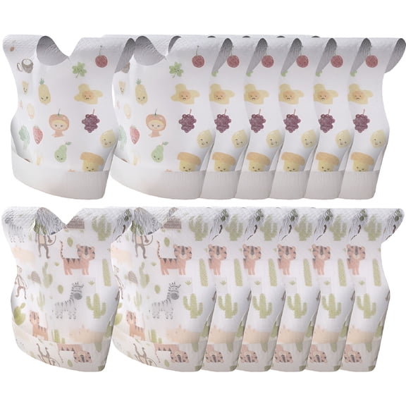 TELOLY 40Pcs Baby Kids Non-woven Fabric Bib Disposable Bib for Drooling Teething Eating
