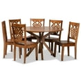thumbnail image 2 of Baxton Studio Liese Modern and Contemporary Transitional Walnut Brown Finished Wood 7-Piece Dining Set, 2 of 9