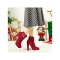 thumbnail image 6 of BLISSFUL STEP Women's Round Toe Side Zipper Block High Heel Ankle Boots Red 7.5, 6 of 8