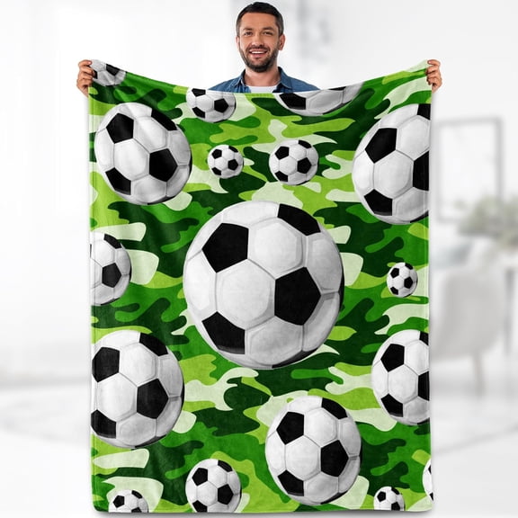 Aimego Soccer Football Gifts Blanket for Boys Kids Teens Girls Sport Lovers Plush Flannel Furry Fluffy Nap Sleep Bed Couch Plush Birthday Christmas Throw Blanket 50"x60"