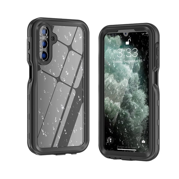 Asuwish Waterproof mobile Phone Case for Samsung Galaxy A15 5G/4G with Built-in Screen Protector 360 Full Body Clear Cell Cover Rugged Protective A 15 G5 15A Women Men Black