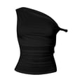 thumbnail image 4 of YAYUBA Womens Tank Top Undershirt Women's Summer New Collection Solid Color Shoulder Slant Collar Fold Asymmetric Top Women's Tank Top Strap Dressy Casual Trendy Clothes, 4 of 4