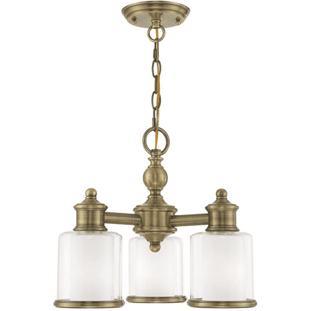 

Antique Brass Tone Finish Mini Chandeliers Steel Material Medium 14 Long 3 Light Fixture