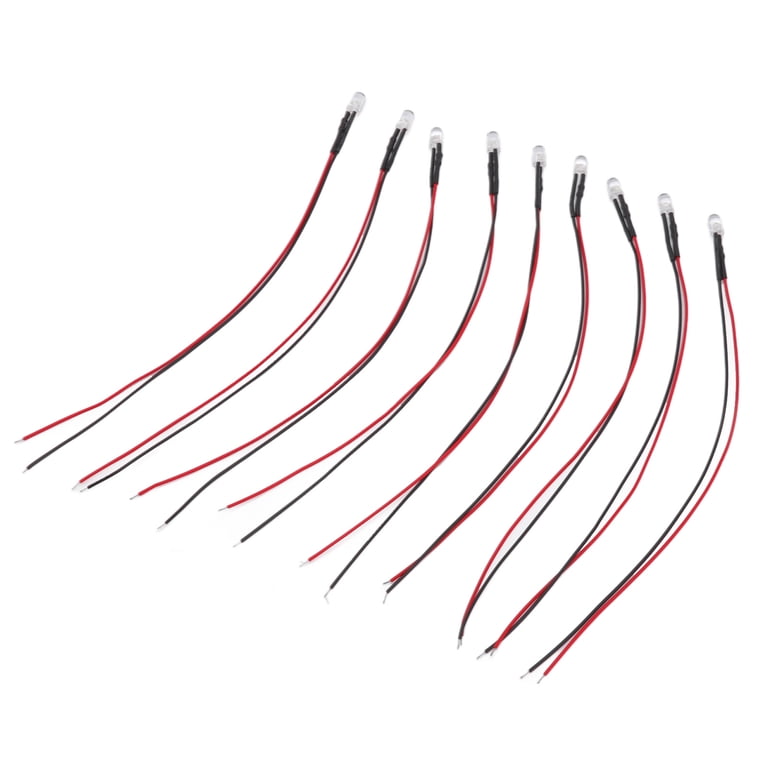 10pcs Prewired 5mm LED Light Emitting Diodes, 5-12V Electronic Diodes ...