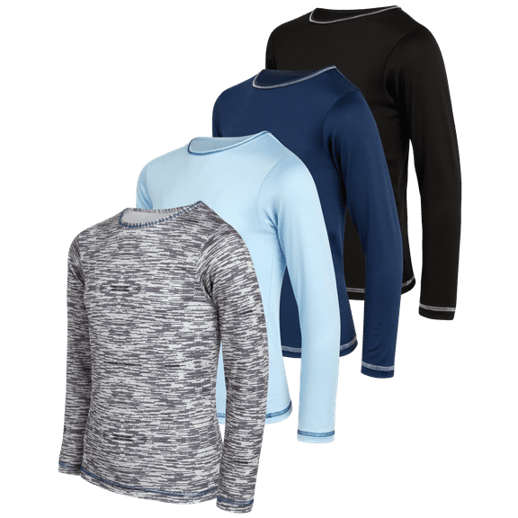 Black Bear Boys’ Athletic Long Sleeve T-Shirt – 4 Pack Performance Dry-Fit Sports Tee (4-18)