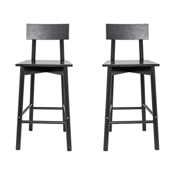 Mainstays 25 in Solid Rubberwood Barstools, 2-Piece Set, Black
