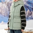 thumbnail image 5 of Kids Puffer Vest Girls Detachable Hood Sleeveless Padded Gilet Zip Snap Cargo Flap Pockets Adjustable Waist Warm Winter Outerwear Waistcoat, 5 of 7