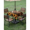 thumbnail image 5 of Square Outdoor Tablecloth with Umbrella Hole Sunflower Outside Table Cloth Waterproof Patio Table Cover Brown Vintage Style Wood Grain Farmhouse Zipper Tablecloths for Picnic Party Camping 60x60 Inch, 5 of 8