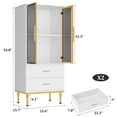 thumbnail image 3 of Yiwa Tall Kitchen Storage Cabinet with Glass Doors, Features 2 Drawers and Multiple Shelves, Versatile Display Sideboard for Living Room, Office, Entryway, or Buffet Use, 3 of 7
