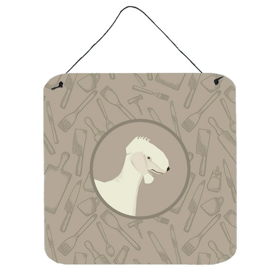 Bedlington Terrier In the Kitchen Wall or Door Hanging Prints