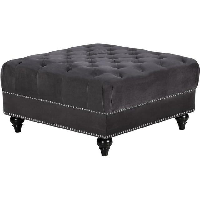 Meridian Furniture Sabrina Ottoman Contemporain en Velours Gris