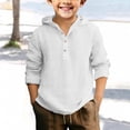 thumbnail image 2 of Tigivemen Hoodied Henley Shirts for Boys Long Sleeve School Shirt with Buttons Casual Beach Jacket Tshirts White Size 12-13 Years, 2 of 4