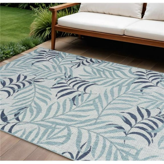 HomeRoots 550192 6 x 9 ft. Sky Blue & Blue Palm Leaf Indoor & Outdoor Rectangle Area Rug