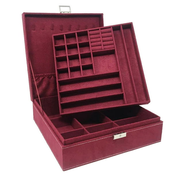 TwoLayer Lint Large Jewelry Box Organizer Display Storage case with