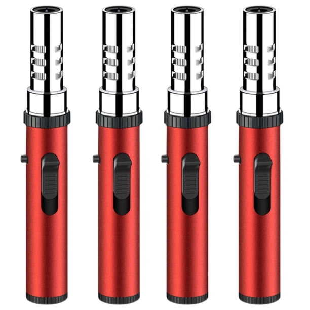 Encendedor Compacto Resistente UltraTorchRed 4 Pzas Rojo Recargable Metal Gas Butano.