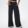 thumbnail image 2 of UAMVSH Women's Wide Leg Palazzo Pants Drawstring Mid Waist Casual Pants Pleated Loose Comfy Lounge Pants with Pockets, 2 of 3
