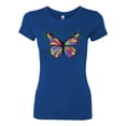 thumbnail image 2 of Colorful Butterfly Oh Butterfly On Whispering Wings Animal Lover Womens Slim Fit Junior Tee, Royal, Small, 2 of 3