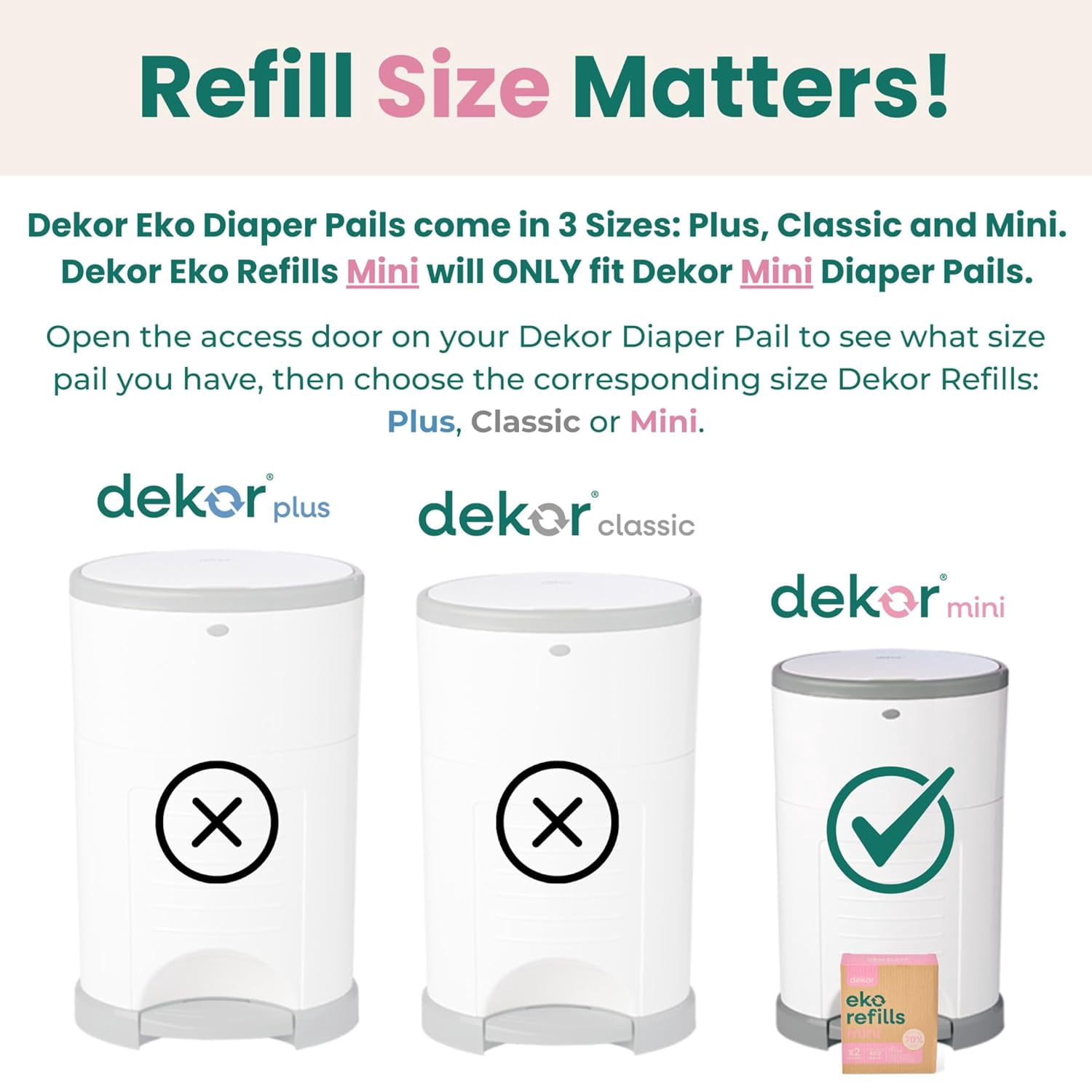 Diaper MINI Refills, 2 Count | ONLY Eco-Friendly Diaper Pail Refills Made With 70% Recycled Materials | Quicker, Easier & More Cost Effective than Trash Bags | Unscented