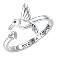 thumbnail image 1 of Anillo versátil con forma de corazón y colibrí para mujer, 1 of 5