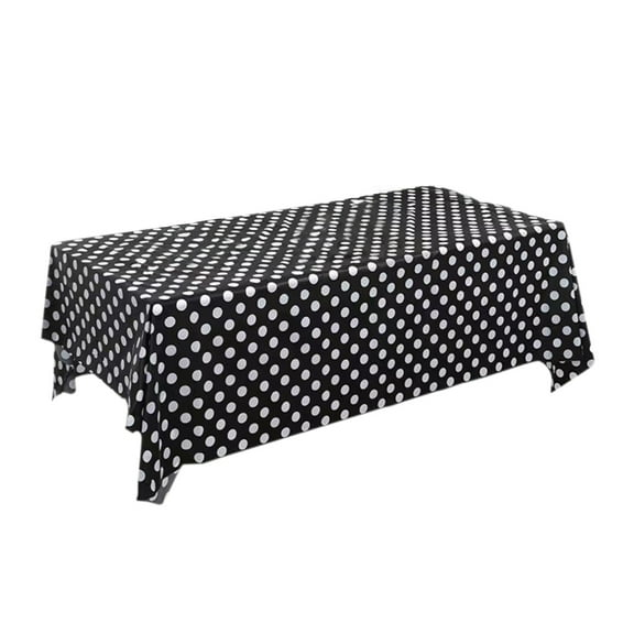 CASAFUN Black Polka Dot Plastic Table Cloth 107.87x53.93in Black and White Dots Mini Mouse Tablecloths Disposable Black Waterproof Picnic Table Covers for Rectangle Tables Birthday Party Supplies