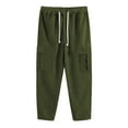 thumbnail image 5 of HOOMEUMY Men's Corduroy Cargo Pants Loose Fit Drawstring Elastic Waist Trousers Black Corduroy Workwear Outdoor Sport Jogging Bot Army Green M, 5 of 5