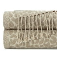 thumbnail image 3 of Chanasya Super Soft Leopard Print Acrylic Throw Blanket With Tassels - Lightweight Modern and Shabby Chic Woven Blanket for Bed, Sofa, Chair, Living Room, and Bedroom Decor (50x65 Inches) Beige, 3 of 6