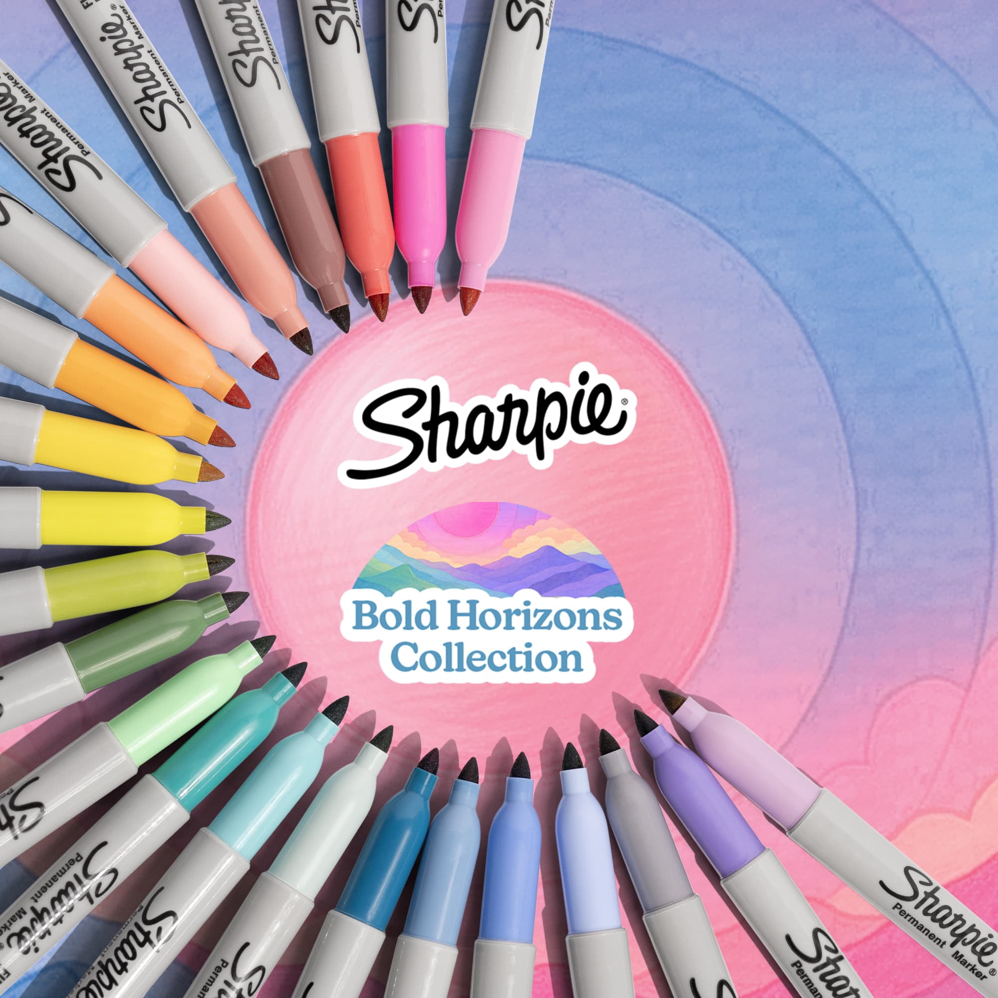 Sharpie Permanent Markers Bold Horizons Collection Sorbet Skies Assortment Fine Tip 12 Count