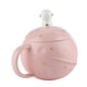 thumbnail image 3 of Bonita taza de cerámica con diseño de astronauta de 400 ml con asa ergonómica y tapa, cuchara para café, té y leche, color rosa, 3 of 12