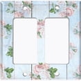 thumbnail image 6 of Metal Light Switch Plate Outlet Cover (Image Of Pastel Blue Wooden Floral Fence FEN007), 6 of 13