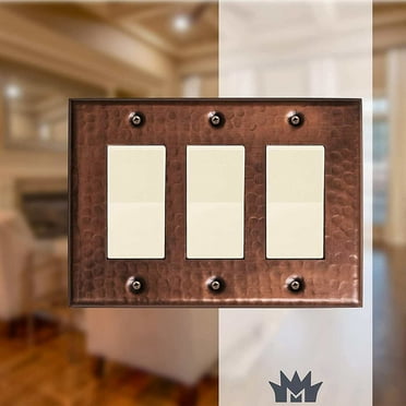 Monarch Abode Pure Copper Hammered Triple Rocker Wall Plate