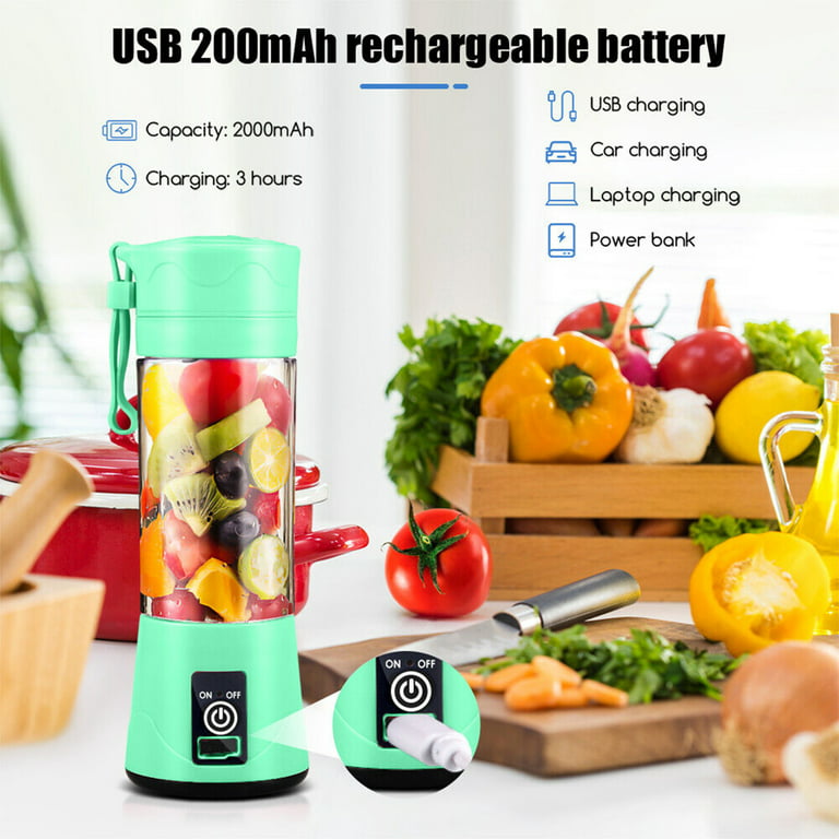 KingShop Portable Blender, Rechargeable Personal Blender for Shakes &  Smoothies, Small Mini Fruit Juicer Mixer with USB Charging Cable 6 Blades 