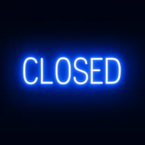 SpellBrite CLOSED LED Sign for Business. 23.8" x 6.3" Blue CLOSED Sign Has Neon Sign Look With Energy Efficient LED Light Source. Visible from 500  Feet, 8 Animation Settings.