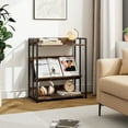 thumbnail image 2 of Costway 3-Tier Industrial Metal Frame Corner Bookcase with Adjustable Shelves Rustic Brown, 2 of 10