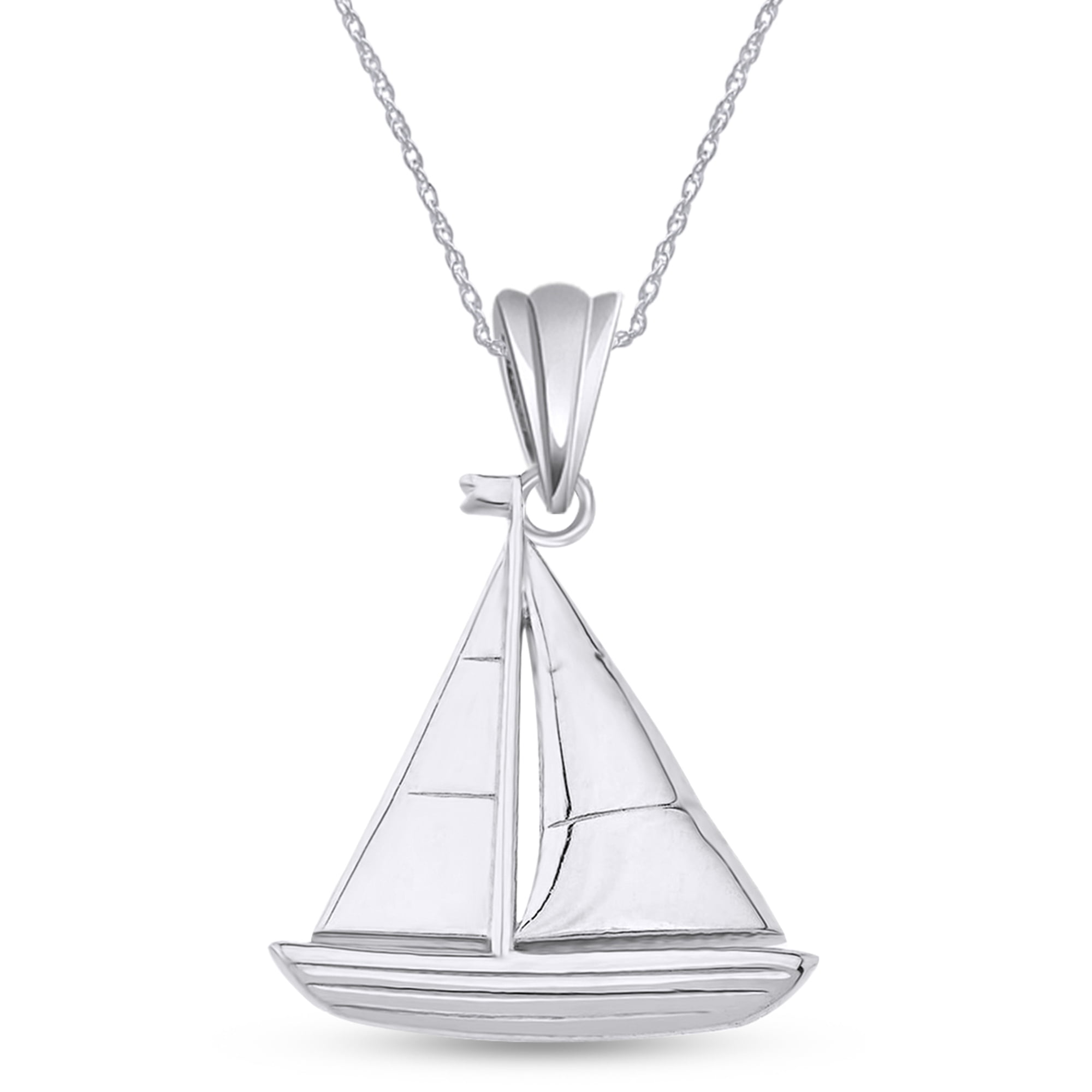 AFFY Sailboat Pendant Necklace In 14K Gold Plated 925 Sterling Silver 18" Chain