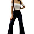 thumbnail image 1 of Gvmfive Women's Solid Suspenders Trousers Buttons Pockets Bib Pants Casual Overalls, 1 of 3
