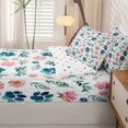 thumbnail image 5 of Homewish Cartoon Dog Paws Zipper Full Size Comforter Sets with Fitted Sheet and 2 Pillowcases,Cute Floral Plant Zipper Bedding Set,Pink Green,Polkadot Reversible,4pcs, 5 of 8