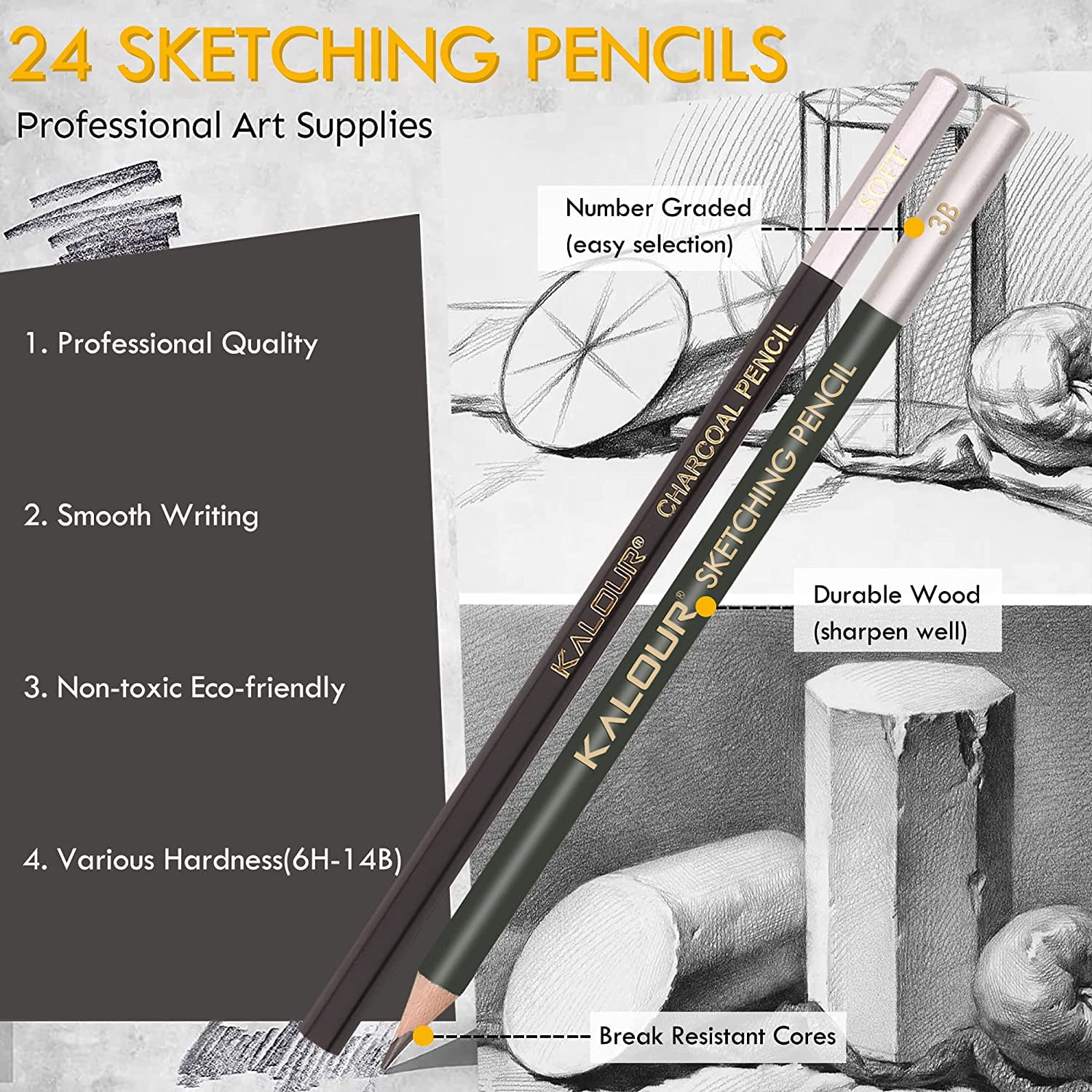 72-Pack Sketch Drawing Pencils Kit with Sketchbook and 3-color Drawing Paper,Tin Box,Include Graphite,Charcoal,Drawing Glove and Artists Tools,Pro Art Drawing Supplies for Adults Beginner