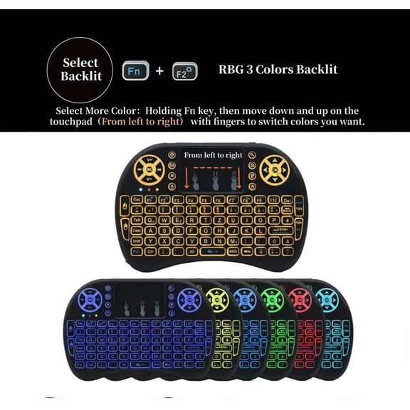 HSAPOW-2.4G Wireless Mini Keyboard with Upgraded 7 Colors Backlight Memory, Touchpad Mouse, USB Receiver Remote Control for Android TV Box, Windows PC, Smart TV, Pad, Mac, Linux:i8-7C