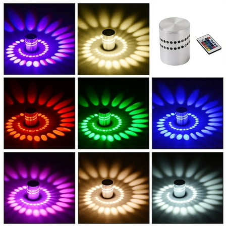 

Baiwo 3W RGB Remote Control Spiral Hole LED Wall Light Game Room Bar Home Ceiling Lamp