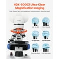 thumbnail image 2 of VEVOR Professional Trinocular Compound Microscope Kit 40-5000X Magnification, 2 of 9