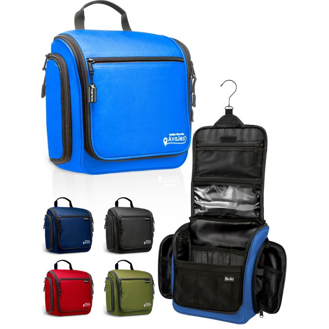 Organizador de artículos de tocador AvaJex, grande, impermeable, de viaje, azul claro