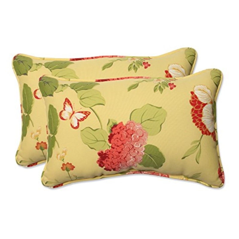 Pillow Perfect Outdoor Risa Corded Rectangular Throw Pillow, Lemonade