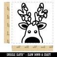 thumbnail image 2 of Peeking Reindeer with Lights Christmas Square Rubber Stamp Stamping Scrapbooking Crafting - Small 1.25in, 2 of 7