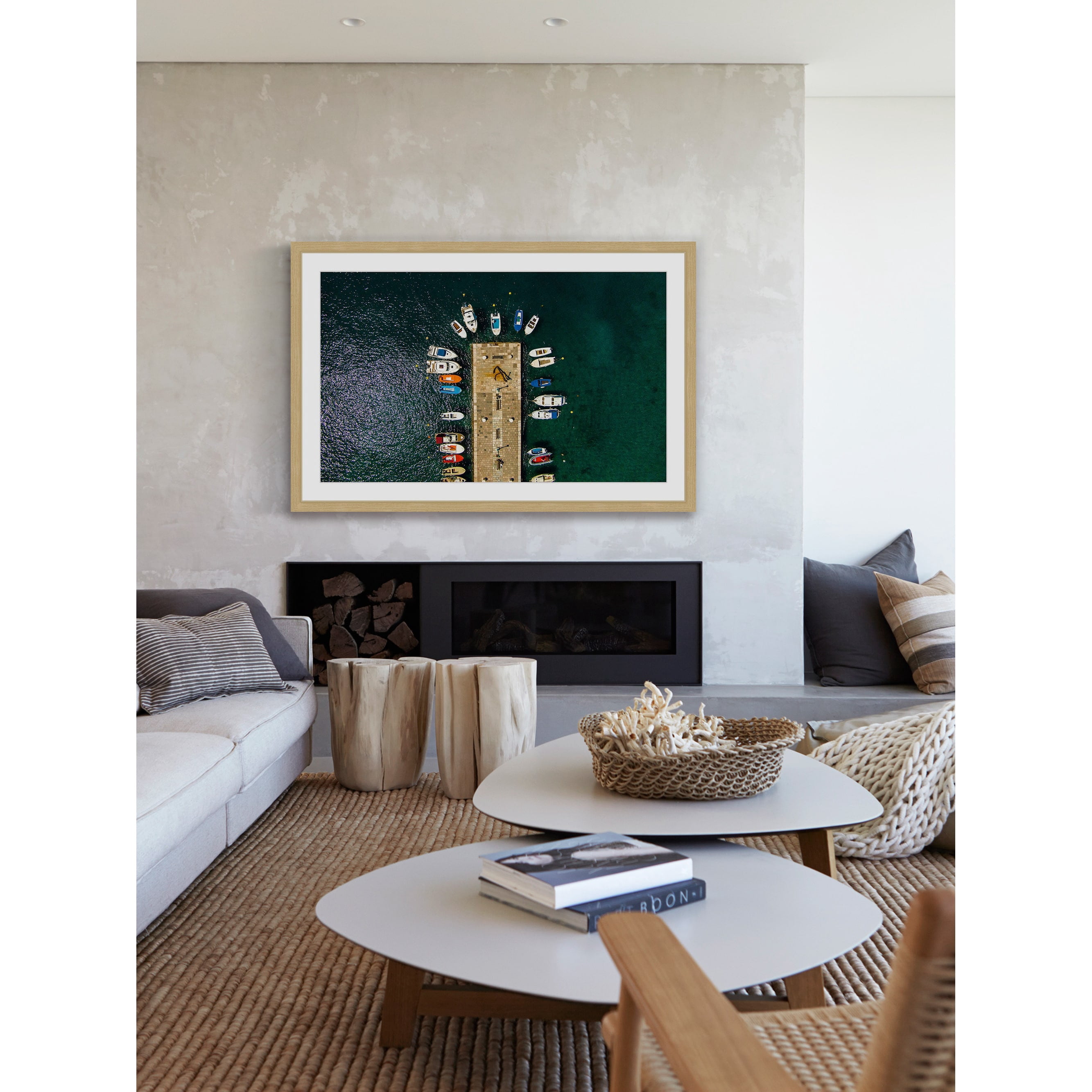 Marmont Hill - "Boats Docked" by Karolis Janulis Framed Painting Print